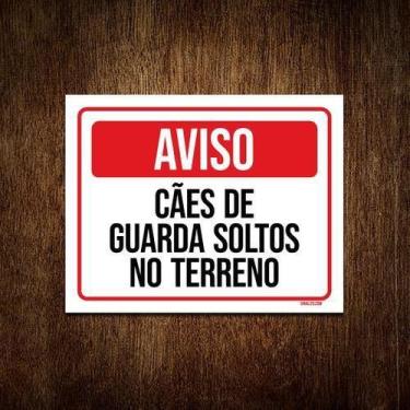 Imagem de Kit 5 Placas - Aviso Cães Guarda Soltos Terreno - Sinalizo.Com