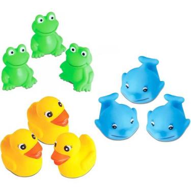 Imagem de Kit 9 Bichinhos de Borracha Para Banho Piscina Bebê Infantil - Baby Be