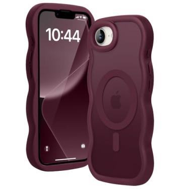 Imagem de Amzfield Capa magnética para iPhone 16e, compatível com Magsafe, ondulada, fofa, vintage, translúcida, fosca, rígida, capa de telefone à prova de choque de silicone para iPhone 16 e mulheres, meninas
