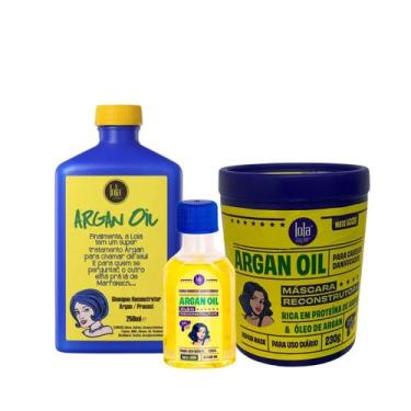 Imagem de Kit Argan Oil Lola com Shampoo, Máscara e Óleo para Reconstrução, Nutr