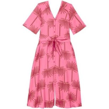 Imagem de Vestido Longo Estampado Com Mangas Curtas E Botões-Feminino