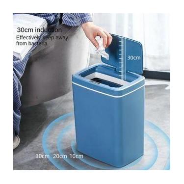 Imagem de Lixeira Sensor Automática Banheiro Cozinha Inteligente Usb 16 Litro e 