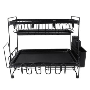 Imagem de Naroote Rack de Secagem de Pratos de 2 Camadas Dobrável Versátil Conveniente Armazenamento Escorredor de Pratos Com Suporte para Utensílios que Economiza Espaço para Balcão de Cozinha
