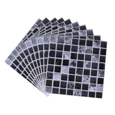 Imagem de CUOFYUNL 10 peças adesivos autoadesivos para piso de azulejo de PVC Banheiro Adesivos de azulejo para escada de parede de cozinha (Cor misturada xadrez preto e branco)