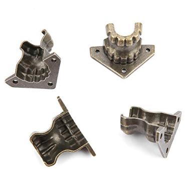 Imagem de Naroote Protetor de Canto de Perna de Pés de Besta Antiga Conjunto para Armazenamento de Caixa Decorativa de Caixa de Jóias de Madeira, Bronze 4 Peças para Armário de Móveis