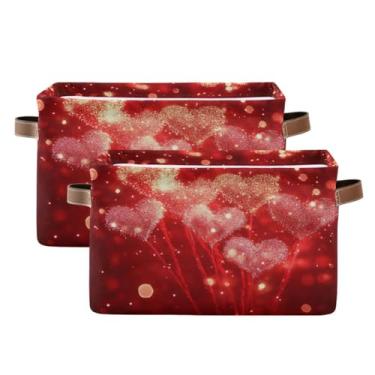 Imagem de Blueangle 2 caixas retangulares para fogos de artifício do Dia dos Namorados, 38 x 28 x 24 cm, cesta organizadora dobrável para decoração de casa (414)