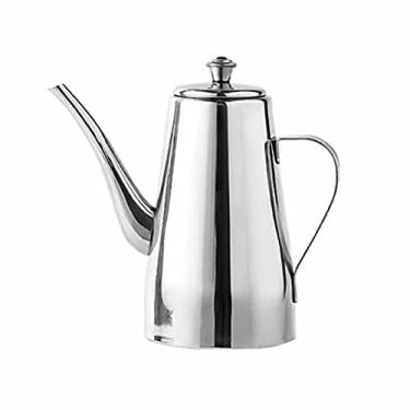 Imagem de Com tampa Dispensador de óleo de vinagre para cozinhar panela de galheteiro de aço inoxidável sem gotejamento cozinha recipiente de boca longa garrafa à prova de vazamento churrasco (tamanho: pequeno