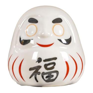 Imagem de Kuntesetty Estátua/Escultura de Boneca Daruma Japonesa para Restaurante, Casa, Estante ou Mesa, Branco