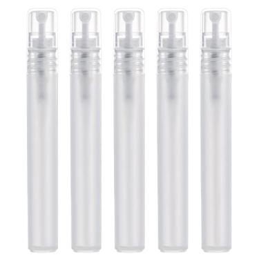 Imagem de 5 peças de atomizadores de perfume de 10 ml, recarregáveis, pequenos frascos de spray de plástico fosco para viagens, frascos spritzer vazios para cabelo, plantas e rosto