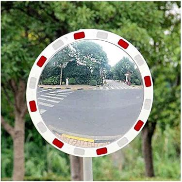 Imagem de 5sssallefaa Espelho convexo de trânsito espelhos de ponto cego espelho de segurança lente grande angular de tráfego ao ar livre, espelho acrílico de tráfego rodoviário inspeção de entrada refletiva 80