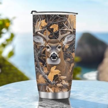 Imagem de Copos de café isolados caneca de viagem garrafa de água 590 ml homens gelados quentes e frios lidar com cervos de metal presentes para Natal, aniversário, dia das crianças, presente de aniversário