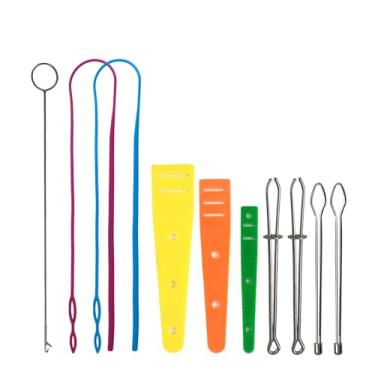 Imagem de Conjunto de ferramentas de rosqueador de cordão, ganchos de costura de aço inoxidável com trava, clipes de rosca de corda fáceis para jaquetas, calças, moletons e suéteres (pacote com 10)