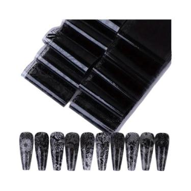 Imagem de Conjunto De Folhas Para Nail Art Em Renda Preta E Branca, 10-20 Peças,