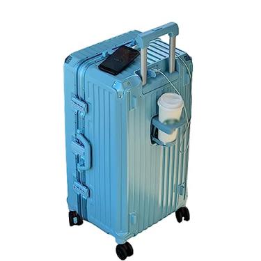 Imagem de Mala de roda universal, interface USB com senha, carrinho largo com separação seca e molhada, armazenamento de grande capacidade, adequado para viagens (azul 86 cm)