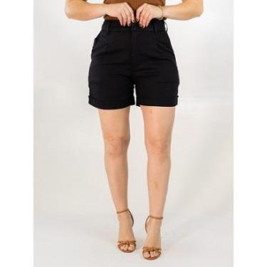 Imagem de Short Feminino Mom Barra Dobrada Linho Nude Preto Anticorpus-Feminino