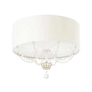 Imagem de Luminária Plafon Infantil Coroa Cúpula Branco 50X15 3E27 - Tom Luz