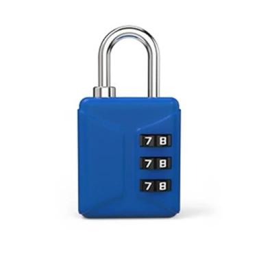 Imagem de Mini cadeado com senha e cadeado portátil com 3 dígitos com código de código, mini mala à prova d'água (azul)