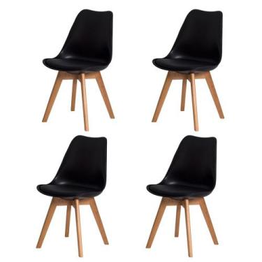 Imagem de Kit 4 Cadeiras Leda Saarinen Design Preta Sala Cozinha Jantar - Waw De