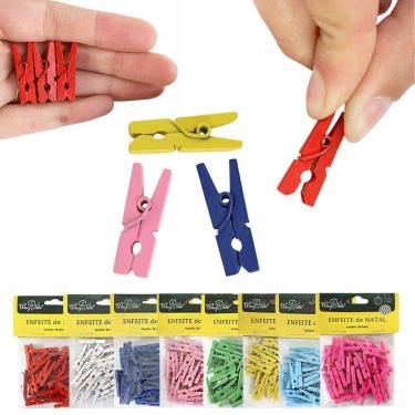 Imagem de Kit 300 Mini Pregador De Madeira Colorida Para Fotos Artes