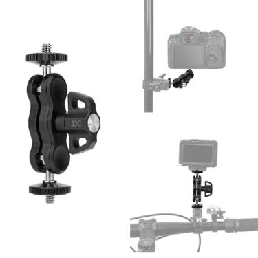 Imagem de JJC Braço mágico com duas mini cabeças esféricas de 1/10.2 cm-20 para Insta360 X5 X4 Air X4 X3 DJI Osmo 360 Pocket 3 DSLR LED Light Monitor Vlog Video Record, ângulo ajustável, adaptador de braçadeira