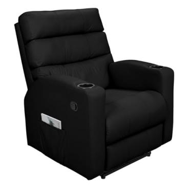 Imagem de Poltrona Cadeira Reclinável Florença Império Estofados Zero Wall Papai Sala Descanso Corano (Preto)