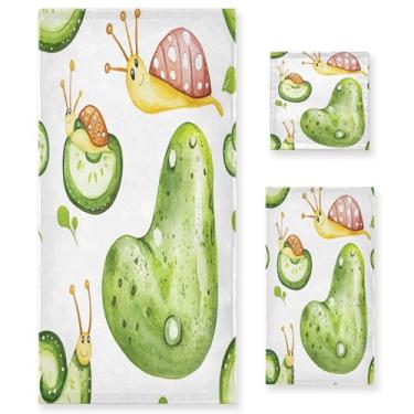 Imagem de xigua Conjunto de toalhas de banheiro fofas de caracóis e pepinos toalha de banho macia absorvente de 3 peças toalha de mão toalhas decorativas para banheiro, academia, hotel, praia, piscina