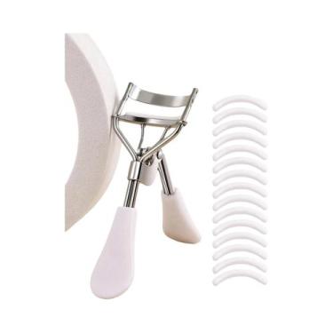 Imagem de Curvador De Cílios Em Aço Inoxidável Dourado Com 15 Almofadas De Silic