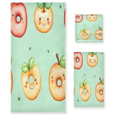 Imagem de xigua Conjunto de toalhas de banheiro de frutas de desenho animado absorvente macio 3 peças toalha de banho toalha de mão toalhas decorativas para banheiro, academia, hotel, praia, piscina