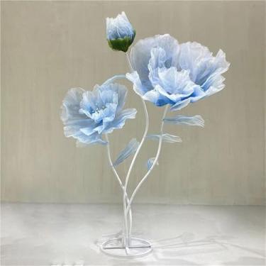 Imagem de Grande decoração de flor de seda artificial com hastes e base em pé - ideal para exibições de casamento, adereços de fotografia e decoração de casa