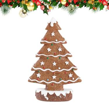Imagem de Árvore de Natal de mesa | Artigos de festa de gengibre de resina - Árvore de gengibre, estatuetas de Natal, decoração de mesa, para festa, interior, casa, escritório, sala de estar, quarto, cozinha
