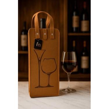 Imagem de Bolsa Sacola Vinho Champagne Premium Adega Presente Gourmet Felcro Tér