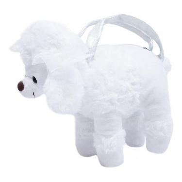 Imagem de Bolsa Infantil Cachorro Poodle Branco 23x23cm - Pelúcia - Foffy