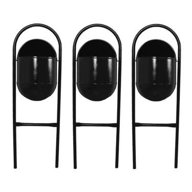 Imagem de Kit 3 Lixeira Portugal Fechadachapa Parque Calçada Rua 115cm