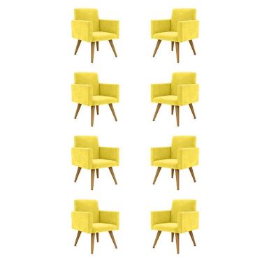 Imagem de Kit 08 Cadeiras Poltronas Decorativa - Escritório - Recepção Cor:amarelo