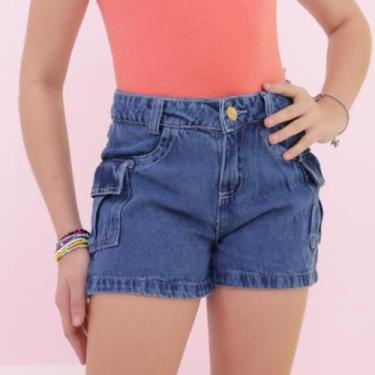 Imagem de Short cargo infantil juvenil premium com bolsos princesinha menina - M