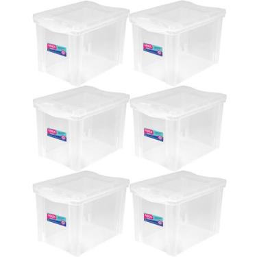 Imagem de 6 Caixas Organizadoras Plásticas Média Alta 30L Ordene Trans