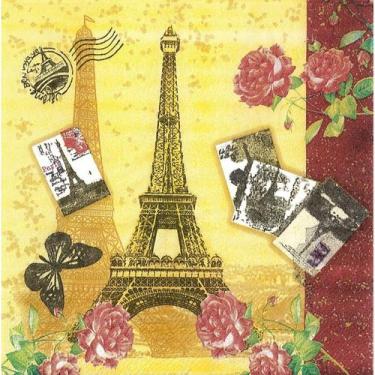 Imagem de 20 Guardanapo Estampado Papel Elegante Decoupagem Paris Eifel Tower - 