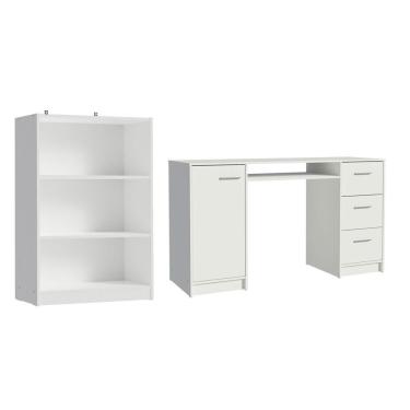 Imagem de Escrivaninha com Estante Livreiro Branco Alaska Madesa