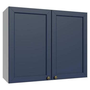 Imagem de Armário Aéreo 80 Cm 2 Portas Branco/azul Vik Madesa Branco/azul