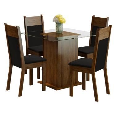 Imagem de Conjunto Sala de Jantar Anita Mesa Tampo de Vidro Madesa