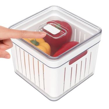 Imagem de Organizador De Geladeira Plastutti Elegance Alto Quadrado Com Cesta 2,8l