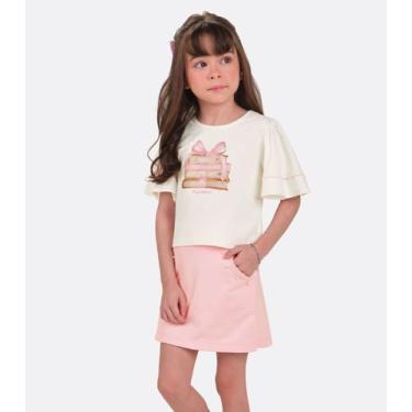 Imagem de Conjunto Blusa com Shorts Saia Trick Nick Bege, 4, Bege