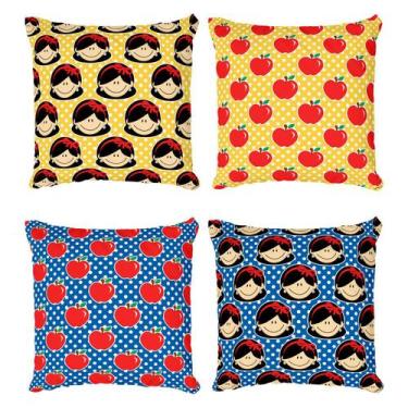Imagem de Kit 4 Capas de Almofada Infantil Decorativa Branca de Neve Maçãs - Fab