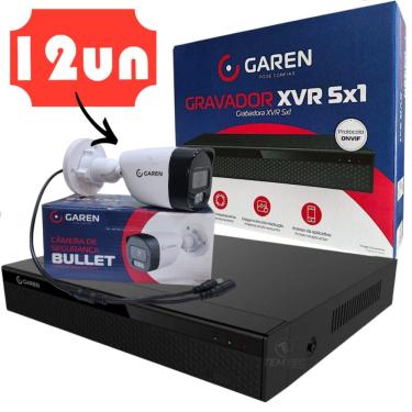 Imagem de Kit Xvr Dvr 16C Gravador Full Hd Garen e 12 Câmeras Colorida