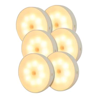 Imagem de Kit 6 Lâmpada Luminária Sem Fio Recarregável USB Com Sensor de Movimento e Luminosidade