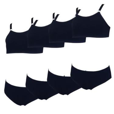 Imagem de Kit 4 Conjunto Calcinha e Sutiã sem Bojo Infantil Algodão - OPTE, G, P