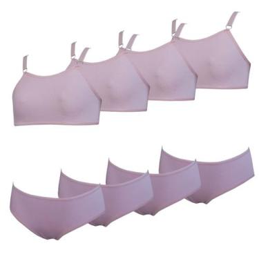Imagem de Kit 4 Conjunto Calcinha e Sutiã sem Bojo Infantil Algodão - OPTE, P, R