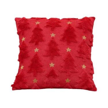 Imagem de Capa De Almofada Quadrada Bordada Com Estrela De Natal Em Vermelho, Ve
