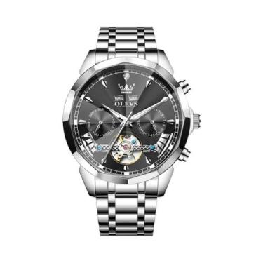 Imagem de Relógio De Pulso Mecânico Masculino OLEVS 6619 Com Vidro Em Forma De D
