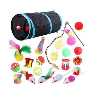 Imagem de Brinquedo Túnel Dobrável Em Formato De Rato Para Gatos Com Bolas E Pei